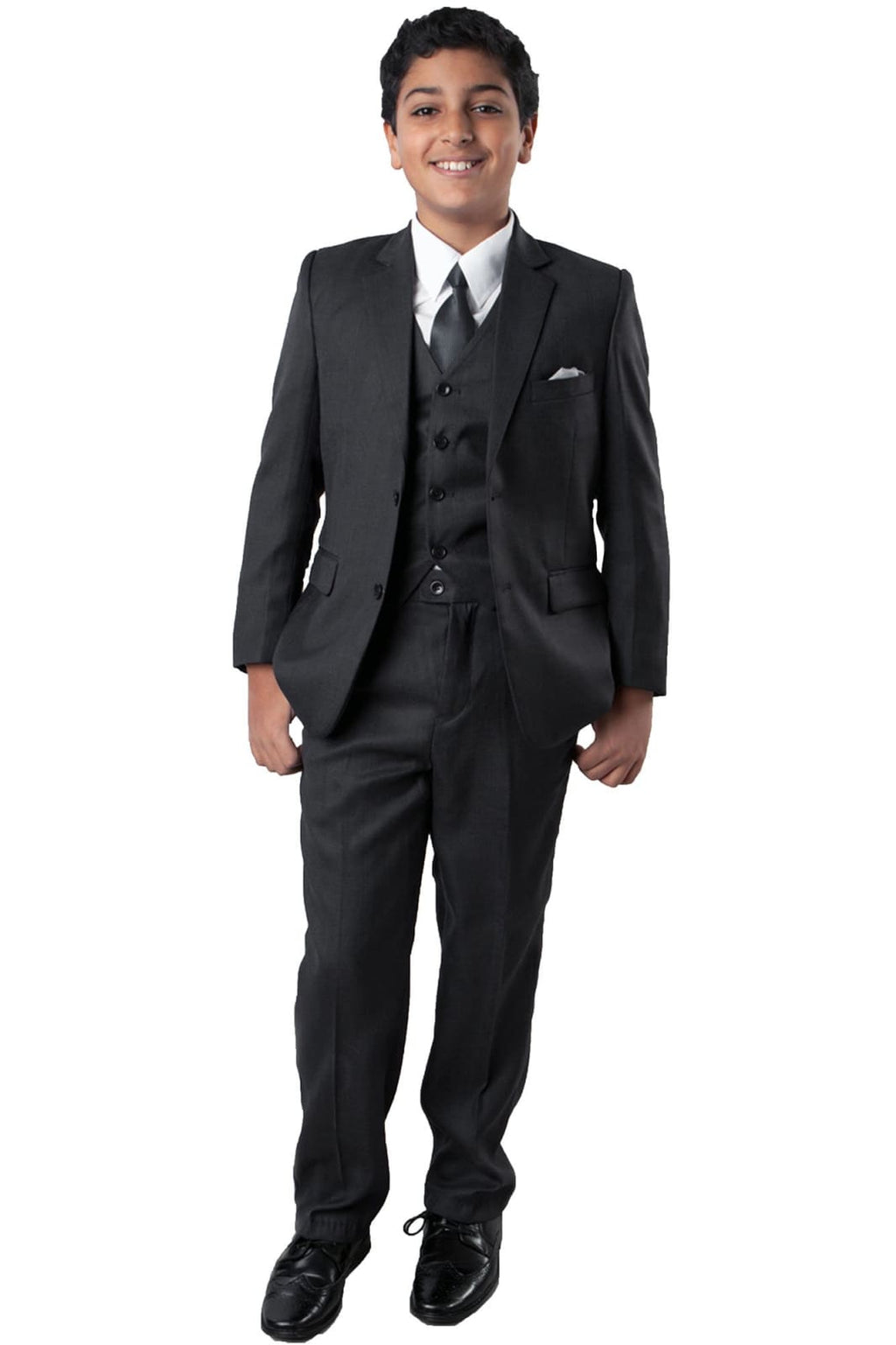 LA Merchandise LAGSAB347 5 Piece Boys Solid Wholesale Suit - 02-GREY - Boys suits LA Suits