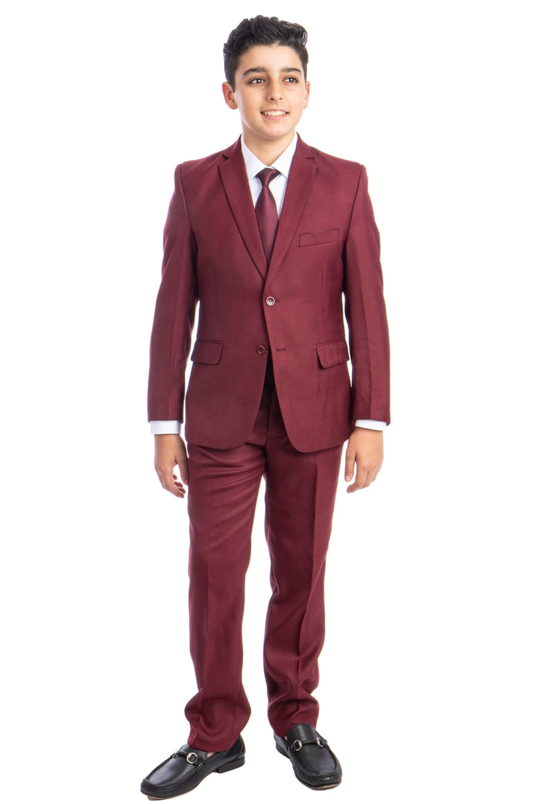 LA Merchandise LAGSAB347 5 Piece Boys Solid Wholesale Suit - 09-BURGUNDY - Boys suits LA Suits