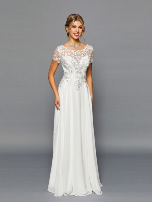 LA Merchandise LADK301B Embroidered Classy Wedding Dress - OFF WHITE - LA Merchandise