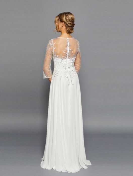 LA Merchandise LADK304B Sheer Bodice Wedding Dress - - LA Merchandise