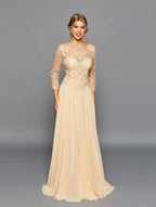 LA Merchandise LADK304 A-line Mother Of The Bride Dress - CHAMPAGNE - LADK
