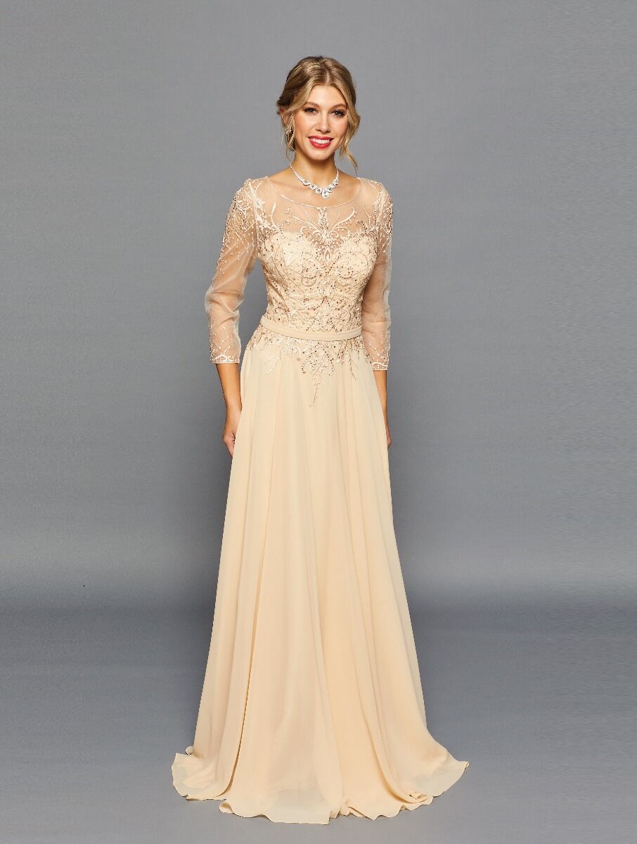 LA Merchandise LADK304 A-line Mother Of The Bride Dress - CHAMPAGNE - LADK