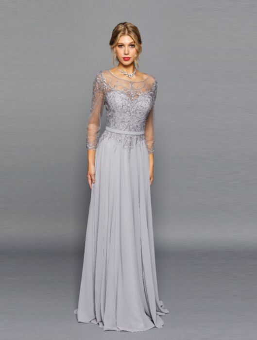 LA Merchandise LADK304 A-line Mother Of The Bride Dress - SILVER - LADK