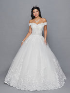 LA Merchandise LADK420 Off Shoulder Bridal Embroidered Corset Gown - IVORY - Dresses LA Merchandise