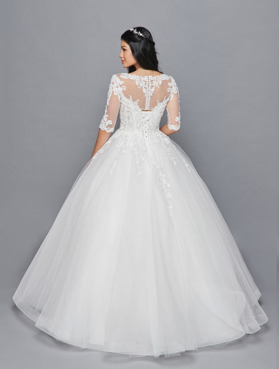 LA Merchandise LADK421 3/4 Sleeves Wedding Formal Gown - - Dresses LA Merchandise