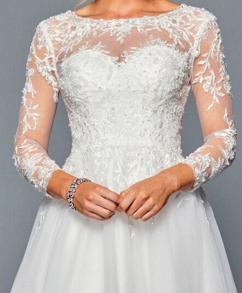 LA Merchandise LADK451 Knee Length Vintage Wedding Long Sleeves Dress – Lisa's Bridal & Formal Boutique