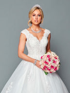 LA Merchandise LADK452 Cap Sleeves A-line Wedding Embroidered Dress - - Dresses LA Merchandise