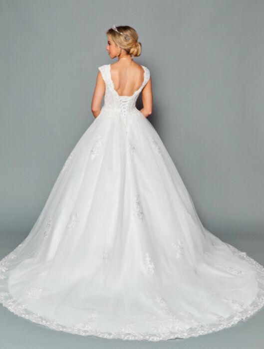 LA Merchandise LADK452 Cap Sleeves A-line Wedding Embroidered Dress - - Dresses LA Merchandise