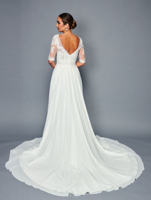 LA Merchandise LADK468 A-line Court Train Wedding Chiffon Dress - - Dresses LA Merchandise