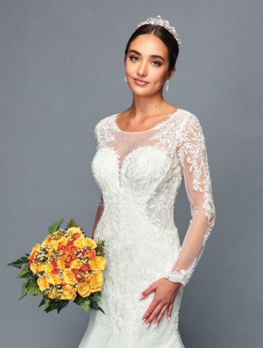 LA Merchandise LADK470 Illusion Boat Neck Lace Applique Wedding Dress - - Dresses LA Merchandise