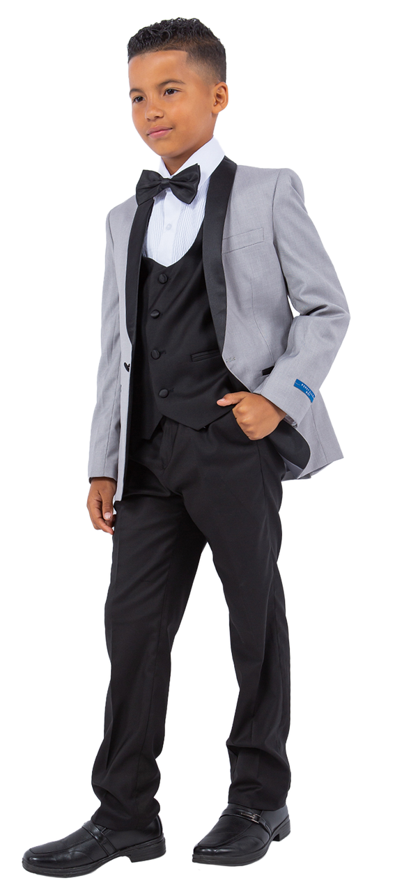 LA Merchandise LAGSAPBT283 5 pc Two Toned Boys Perry Ellis Tuxedo Suit - - Boys suits LA Suits