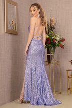LA Merchandise LAS3127 Corset High Slit Sequin Evening Gown - - Dress LA Merchandise