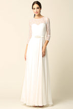 LA Merchandise LAV3227B Bridal Off-White A-Line Gown - OFF-WHITE - Dress LAV