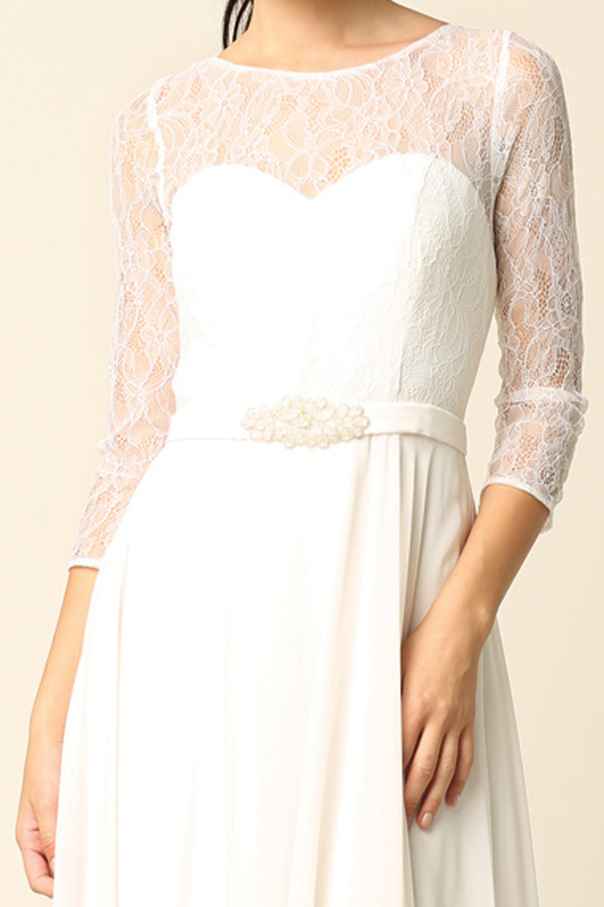 LA Merchandise LAV3227B Bridal Off-White A-Line Gown - - Dress LAV