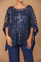 LA Merchandise LAV3443 Formal Pant Set W/ Sequin Cape Overlay - - Dress LA Merchandise