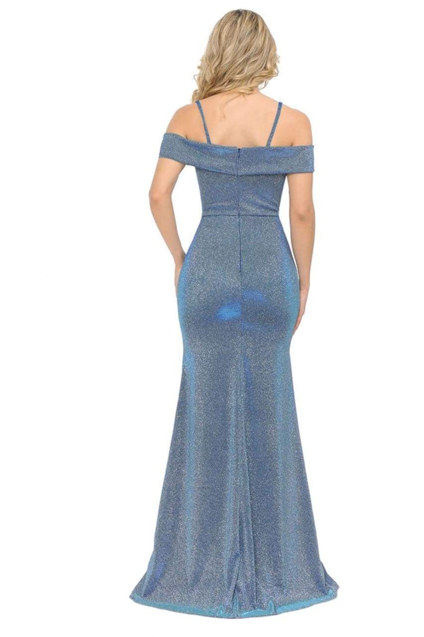 La Merchandise LAF5213 Shiny Off Shoulder Long Stretchy Evening Gown - - LAF