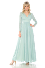 La Merchandise Simple Long Sleeve Modest Bridesmaids Dress- LN5234 - SAGE - LA Merchandise