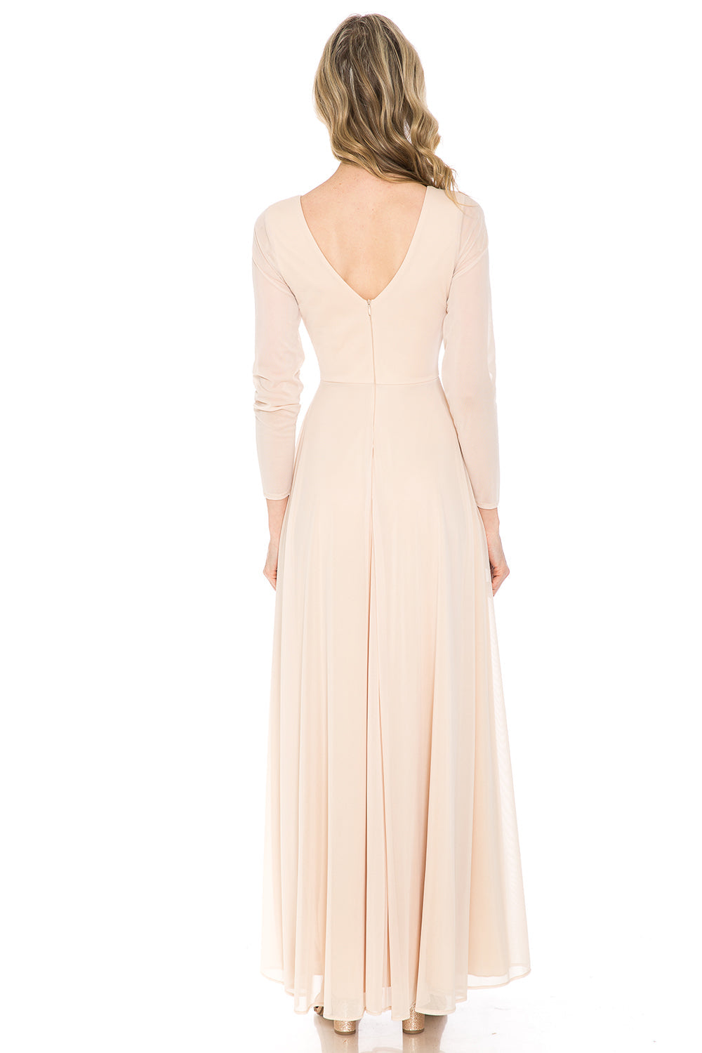 La Merchandise Simple Long Sleeve Modest Bridesmaids Dress- LN5234 - - LA Merchandise