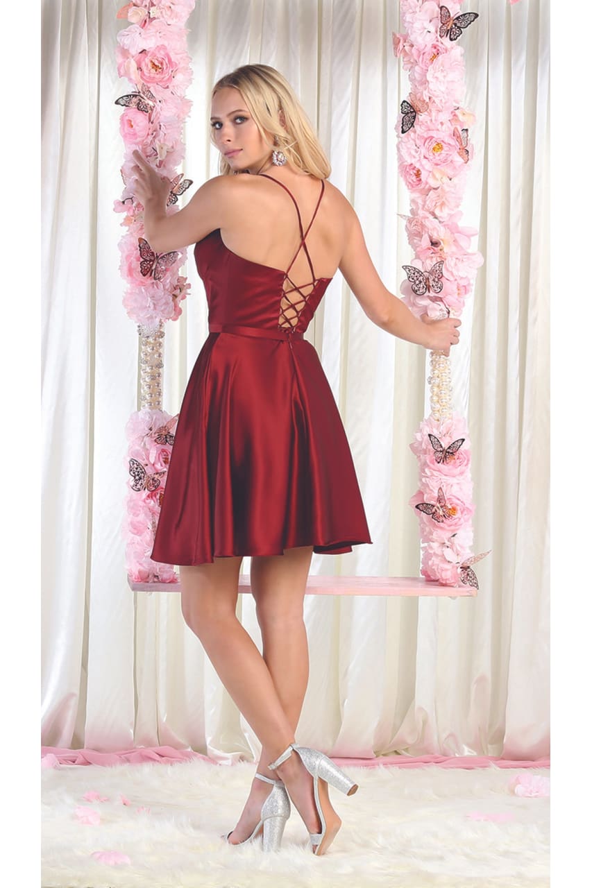 Lace Up Cocktail Dress W/ Pockets - LA1882 - - LA Merchandise