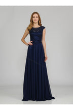 La Merchandise LAY8254 Cap sleeve long chiffon Mother of Bride dress - - LA Merchandise