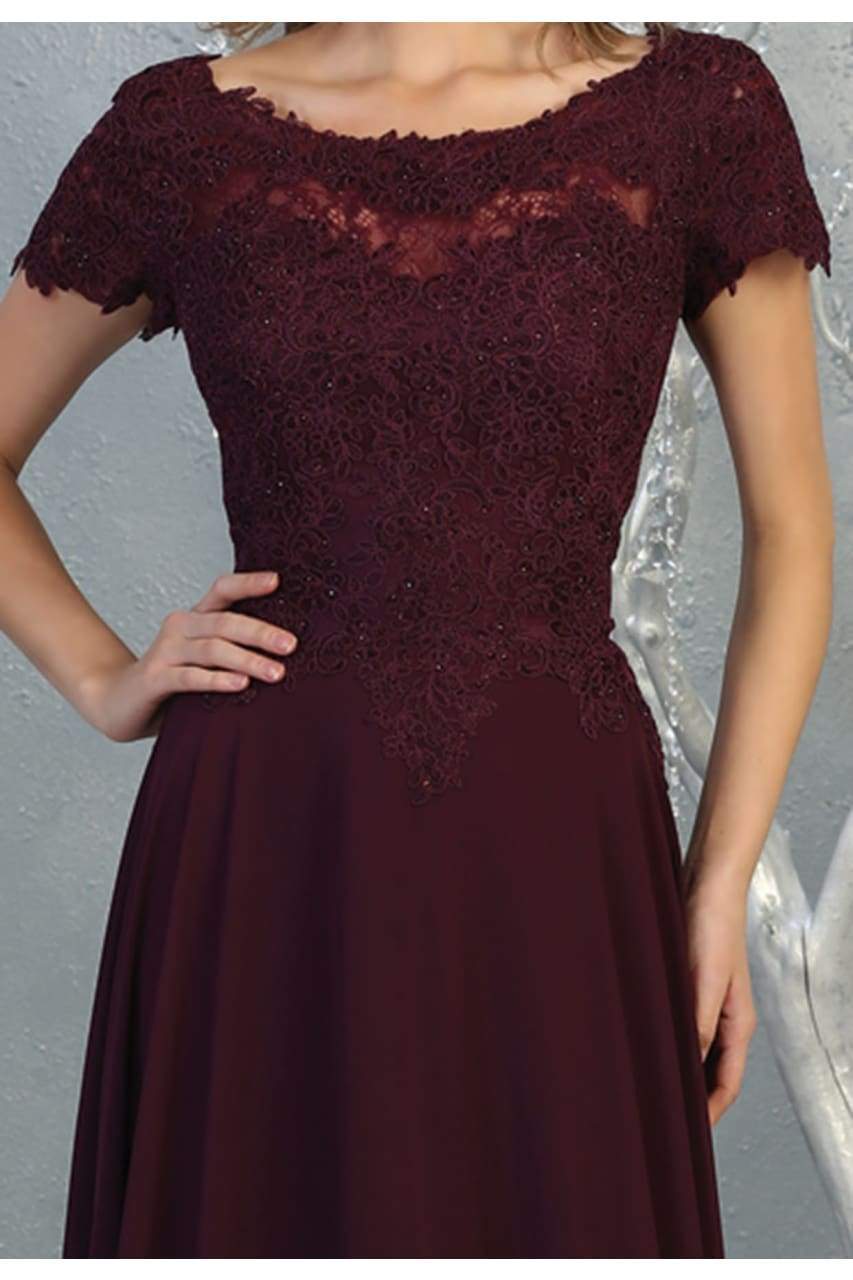 La Merchandise LA1763 Classic Short Sleeve Mother Of Bride Formal Gown - - LA Merchandise