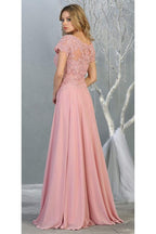 La Merchandise LA1763 Classic Short Sleeve Mother Of Bride Formal Gown - - LA Merchandise