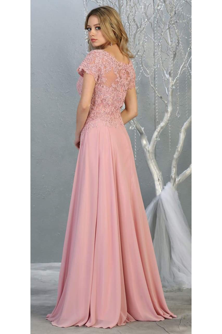 La Merchandise LA1763 Classic Short Sleeve Mother Of Bride Formal Gown - - LA Merchandise