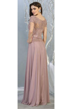 La Merchandise LA1763 Classic Short Sleeve Mother Of Bride Formal Gown - - LA Merchandise