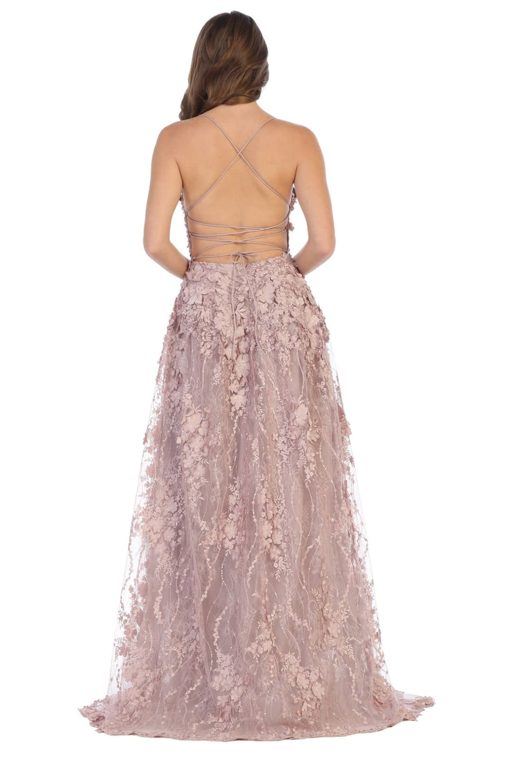 La Merchandise LA7738 Sexy Open Back floral dress with high front slit - - LA Merchandise