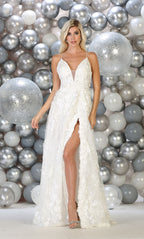 La Merchandise LA7738 Sexy Open Back floral dress with high front slit - White - LA Merchandise