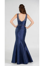 La Merchandise LAY7722 Sleeveless Rhinestone Mikado Mermaid Dress - - LA Merchandise