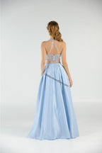 La Merchandise LAY8210 Beaded Top with Long Satin Skirt & Side Pockets - - LAY
