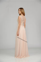 La Merchandise LAY8254 Cap sleeve long chiffon Mother of Bride dress - - LA Merchandise