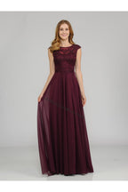 La Merchandise LAY8254 Cap sleeve long chiffon Mother of Bride dress - - LA Merchandise