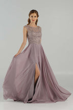 La Merchandise LAY8254 Cap sleeve long chiffon Mother of Bride dress - - LA Merchandise