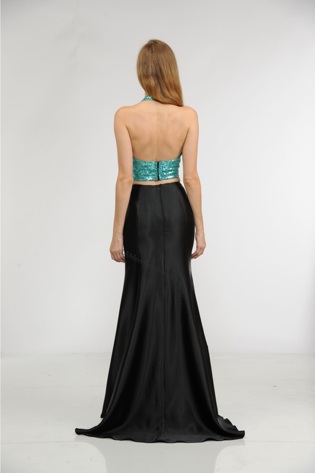 La Merchandise LAY8294 2 Piece Set Halter sequins top & long skirt - - LA Merchandise