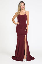 La Merchandise LAY8376 Spaghetti Strap Mermaid Simple Bridesmaid Dress - BURGUNDY - LAY