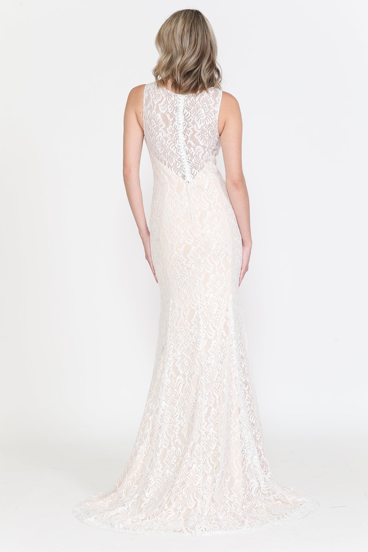 La Merchandise LAY8496 Elegant Bridal Sleeveless Lace Wedding Gown - - LAY