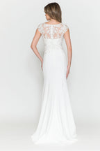 La Merchandise LAY8558B Elegant Wedding Lace Cap Sleeve Bridal Gown - - LA Merchandise
