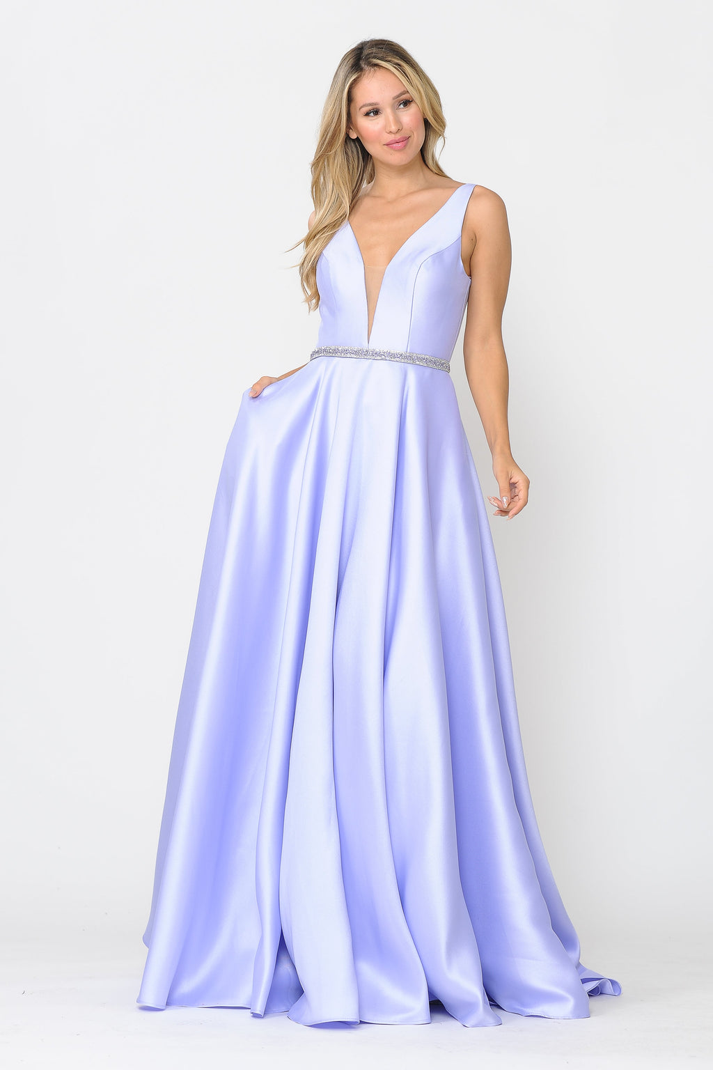 La Merchandise LAY8682 Beautiful Mikado Pageant Long Formal Prom Gown - LILAC - LAY
