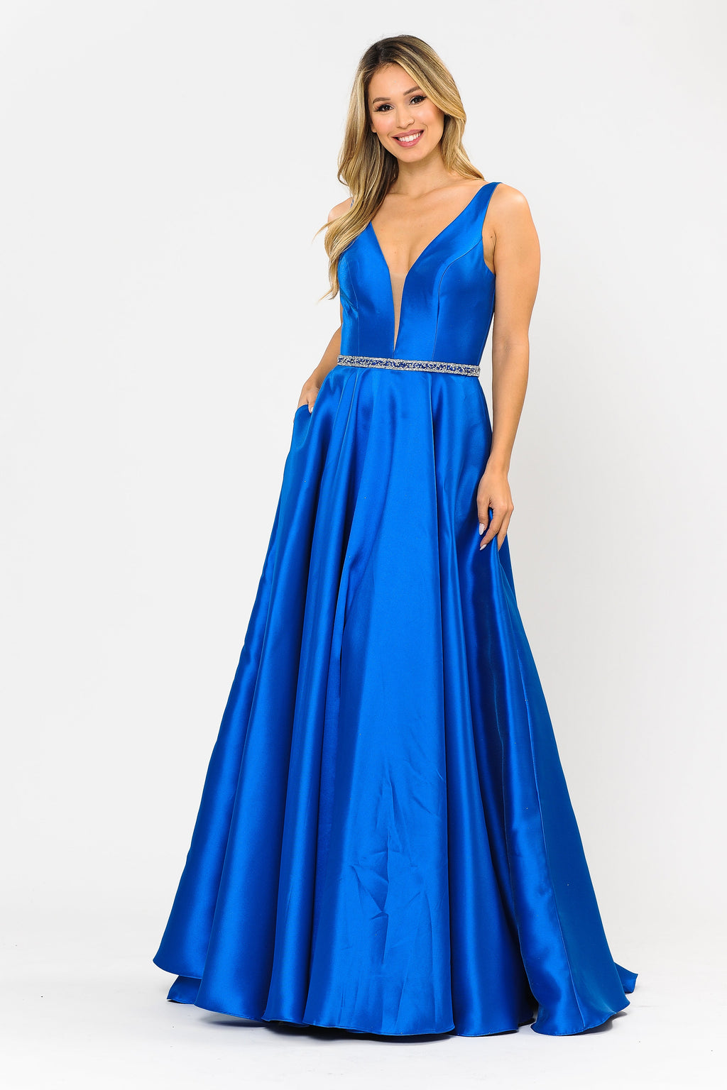 La Merchandise LAY8682 Beautiful Mikado Pageant Long Formal Prom Gown - ROYAL - LAY
