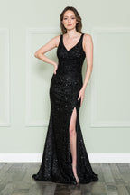 La Merchandise LAY8872 Hot Sequin Red Carpet Formal Evening Prom Gown - BLACK - LA Merchandise