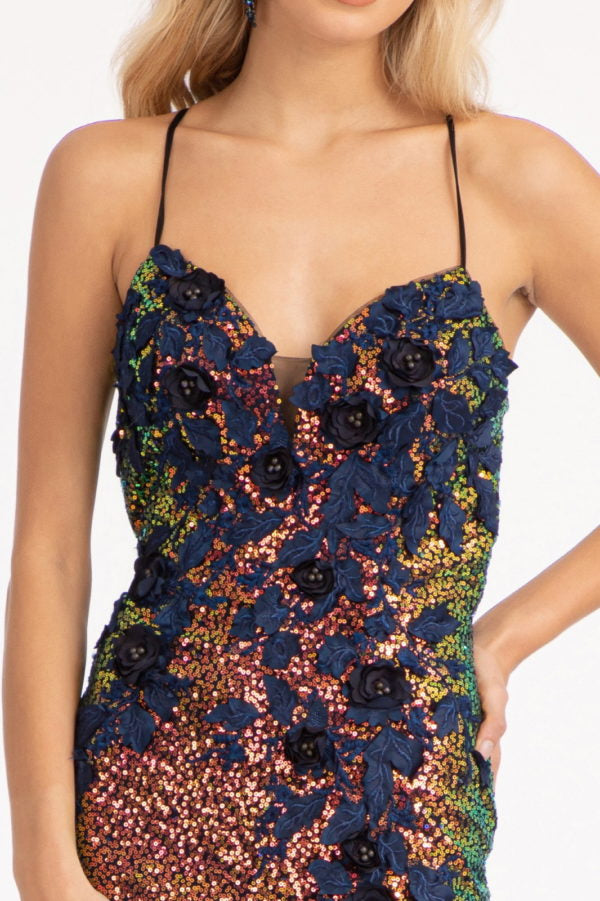Mermaid Sequin Prom Dress - LAS3025 - Navy - Dresses LAS