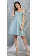 Metallic Cocktail Dress with Pockets - LA1788 - BABY BLUE - LA Merchandise