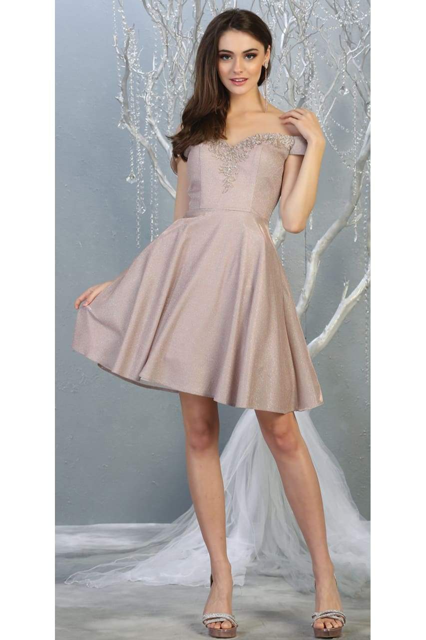 Metallic Cocktail Dress with Pockets - LA1788 - ROSE GOLD - LA Merchandise