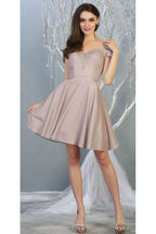 Metallic Cocktail Dress with Pockets - LA1788 - ROSE GOLD - LA Merchandise