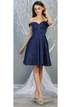 Metallic Cocktail Dress with Pockets - LA1788 - ROYAL BLUE - LA Merchandise