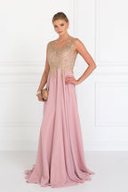 La Merchandise LAS2311 Gold Embroidered Mother Of Bride Formal Gown - DUSTY ROSE - LA Merchandise