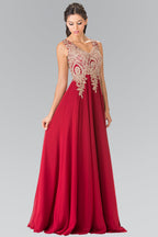 La Merchandise LAS2311 Gold Embroidered Mother Of Bride Formal Gown - RED - LA Merchandise