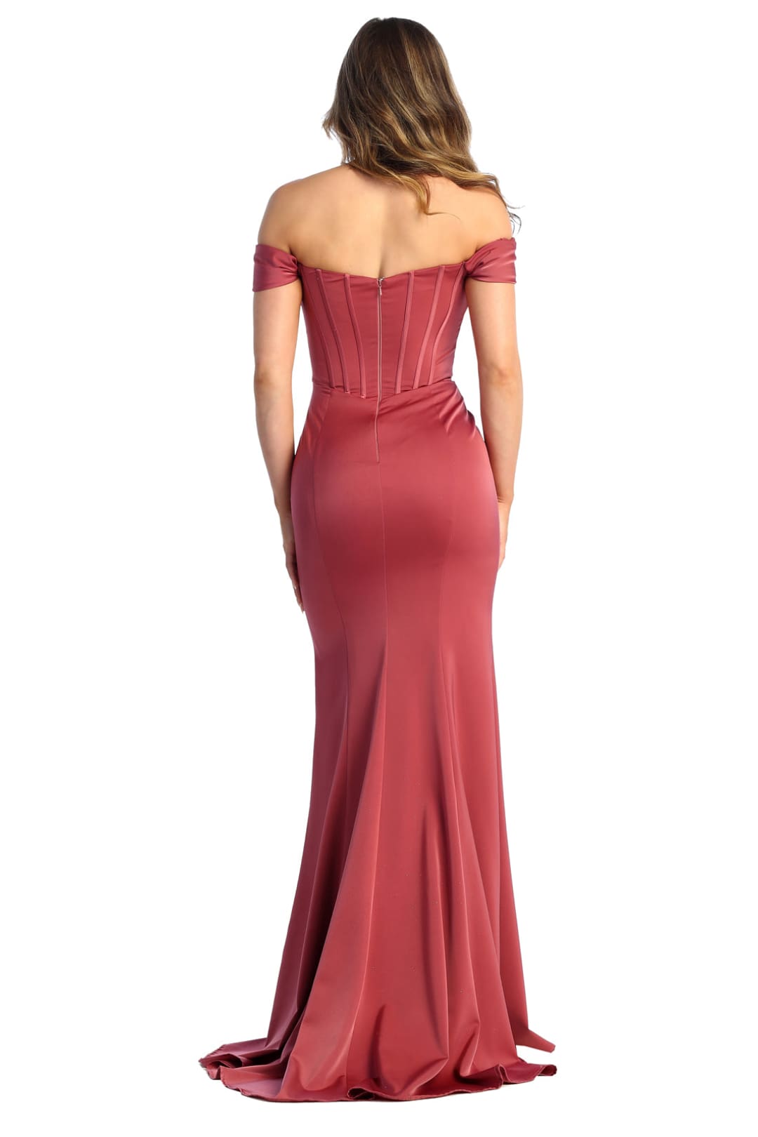 Off Shoulder Boned Bodice Evening Gown - LA1909 - - La Merchandise